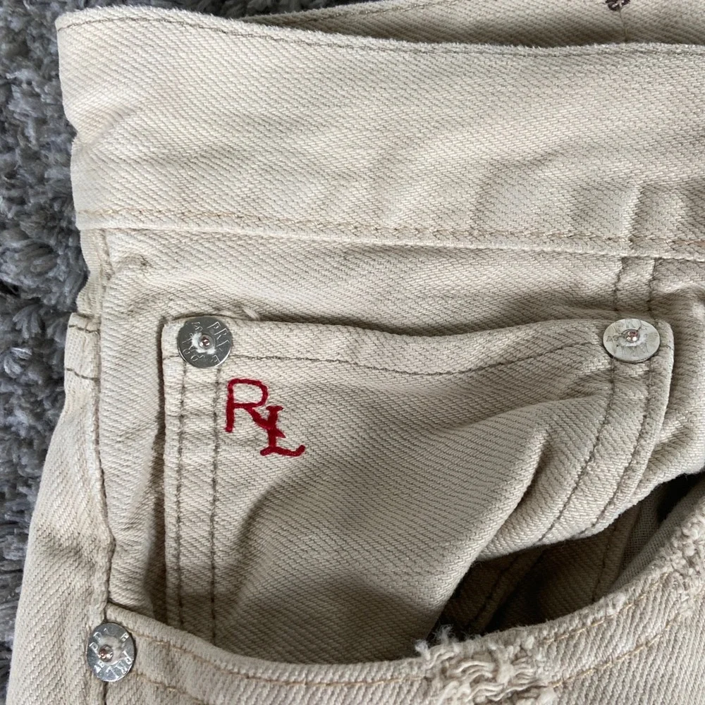 Polo Ralph Lauren Slim Straight‎ Jeans Mens 31x30 Beige Hudson Bone Denim Pants